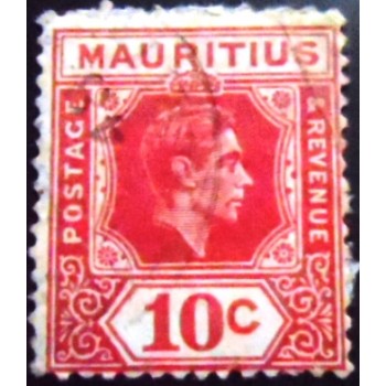 Selo postal das Ilhas Maurício de 1943 King George VI 10