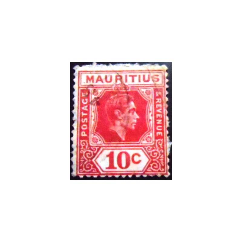 Selo postal das Ilhas Maurício de 1943 King George VI 10