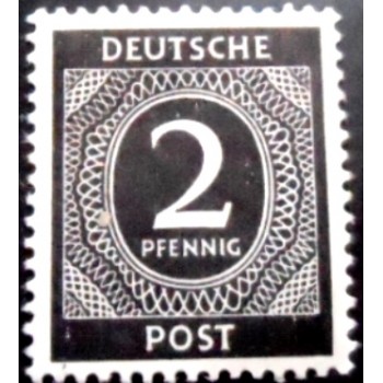 Selo postal da Alemanha Trizona de 1946 Allied Control Council 2 M