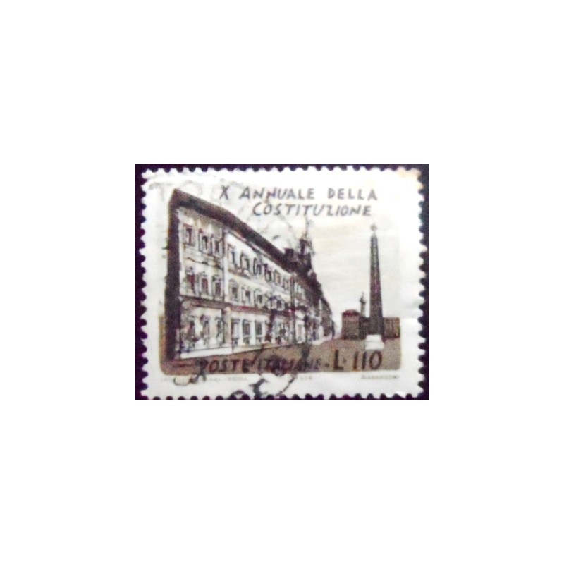 Selo postal da Itália de 1958 Square and Montecitorio Palace