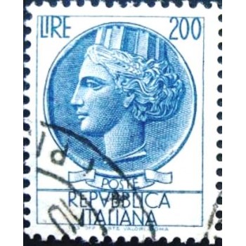 Imagem similar à do selo postal da Itália de 1959 Coin of Syracuse 200