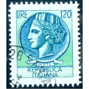 Imagem similar à do selo postal da Itália de 1977 Coin of Syracuse 120