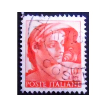 Imagem similar à do selo postal da Itália de 1961 Head of naked 10