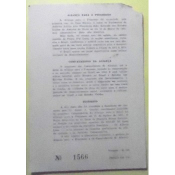 Folhinha Oficial de 1966 nº 25 Aliança para o Progresso 1566 verso