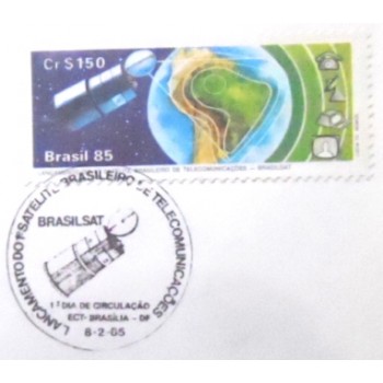 FDC Oficial de 1985 nº350 Brasilsat - detalhe