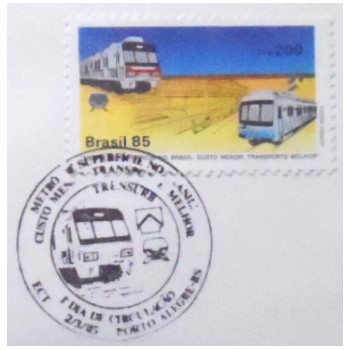 FDC Oficial de 1985 nº 351 Metrô de Superfície detalhe