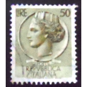 Selo postal da Itália de 1958 Coin of Syracuse 50 U