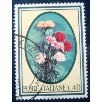 Selo postal da Itália de 1966 Carnations U