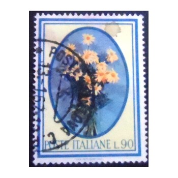 Selo postal da Itália de 1966 Daisies U