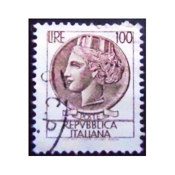 Selo postal da Itália de 1968 Coin of Syracuse 100 U