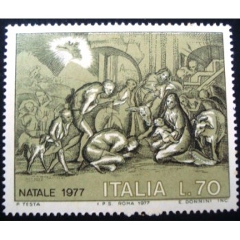 Selo postal da Itália de 1977 Adoration of the Shepherds M