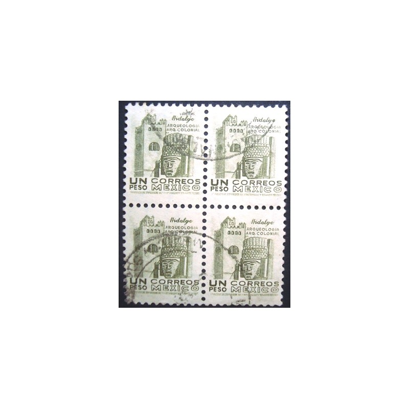 Quadra de selos postais do México de 1971 Convent head Hidalgo