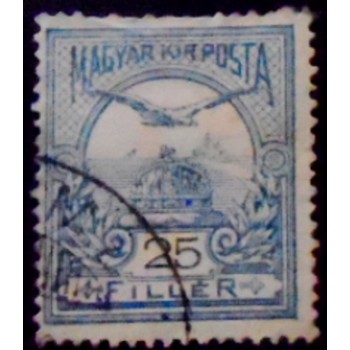 Selo postal da Hungria de 1906 Mythical Bird Turul 25