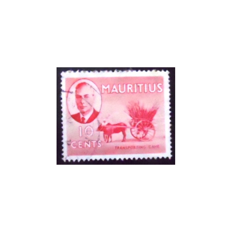 Selo postal das Ilhas Maurício de 1950 Transporting sugar canes
