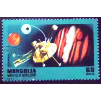Selo postal da Mongólia de 1977 Pioneer 10 over Jupiter NCC
