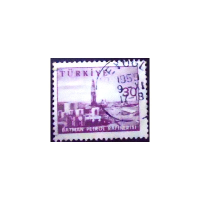 Selo postal da Turquia de 1959 Petrol Refinery Batman