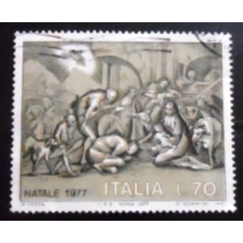 Selo postal da Itália de 1977 Adoration of the Shepherds
