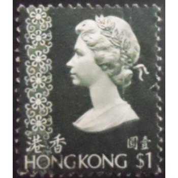 Imagem similar à do selo postal de Hong Kong de 1975 Queen Elizabeth II with ornament 1