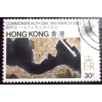 Selo postal de Hong Kong de 1983 Aerial View of Hong Kong