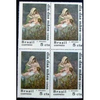 Quadra de selos postais do Brasil de 1968 Dia das Mães M