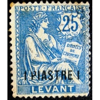 Imagem similar à do selo postal da França Levant de 1902 Type Mouchon 1 Piastre