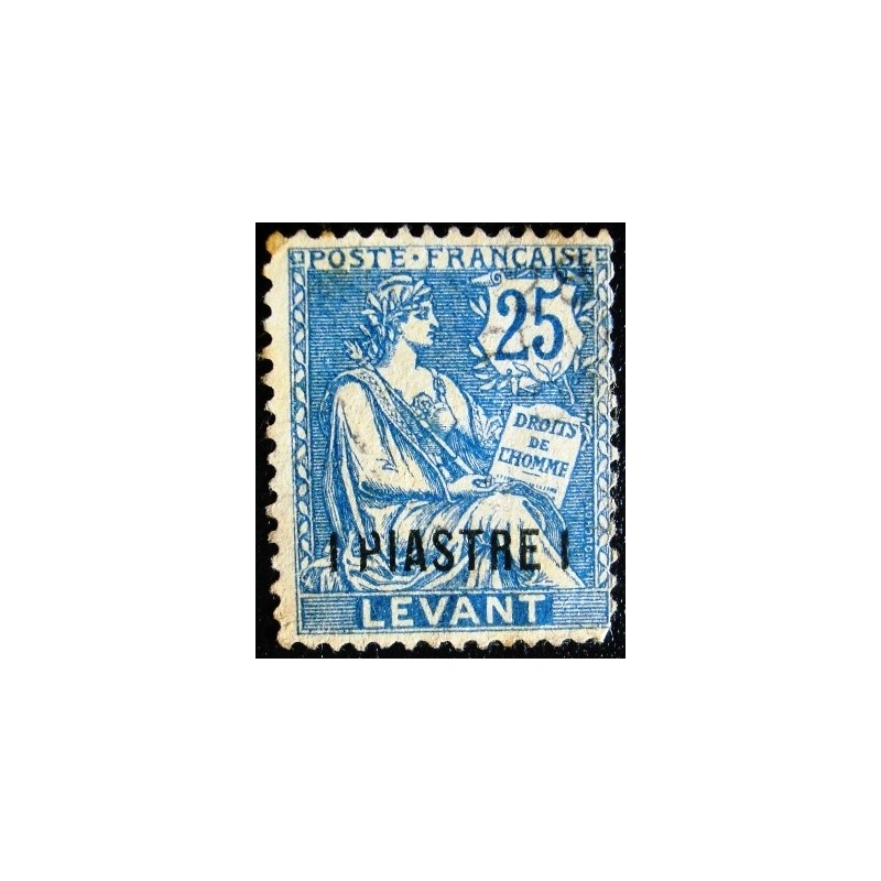 Imagem similar à do selo postal da França Levant de 1902 Type Mouchon 1 Piastre