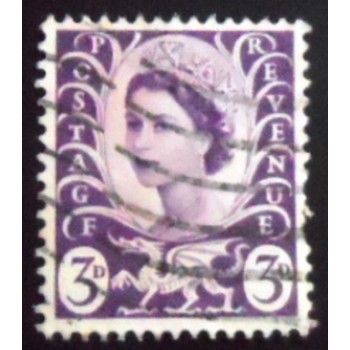 Selo postal do País de Gales de 1958 Queen Elizabeth II Wales 3