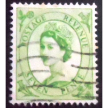 Selo do Reino Unido de 1956 Queen Elizabeth II Predecimal Wilding 7