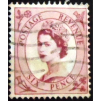 Selo do Reino Unido de 1954 Queen Elizabeth II Predecimal Wilding 6