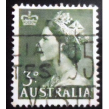 Selo postal da Austrália de 1953 Queen Elizabeth II 3 U