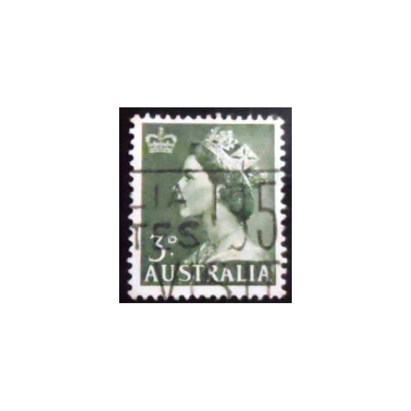 Selo postal da Austrália de 1953 Queen Elizabeth II 3 U