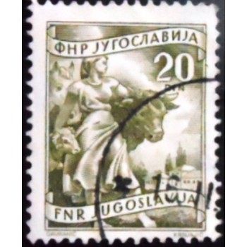 Selo postal da Iugoslávia de 1951 Farmwoman with cattle