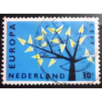 Selo postal da Holanda de 1962 Stylised Tree with 19 Leaves
