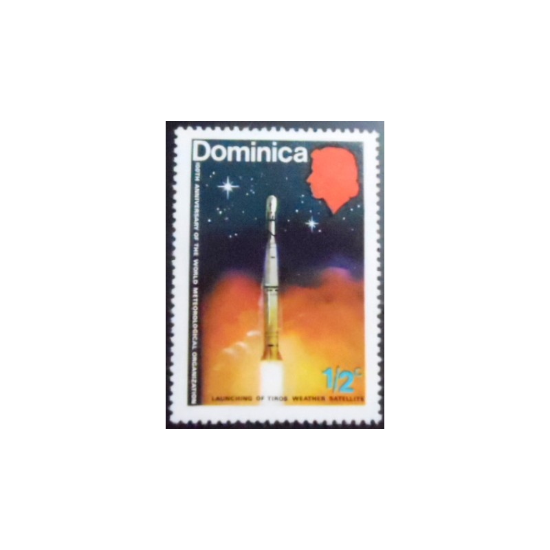 Selo postal Dominica 1973 Launching of weather satellite