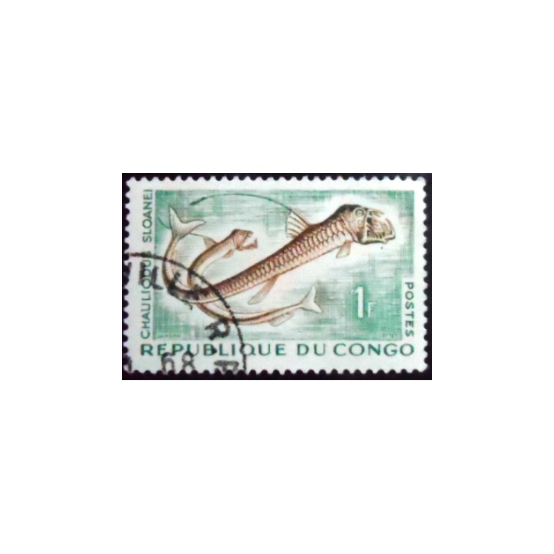 Selo postal da Rep. Popular do Congo de 1961 Sloane's Viperfish