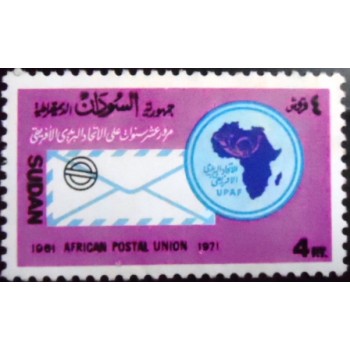 Selo postal do Sudão de 1972 Letter and African Postal Union  4