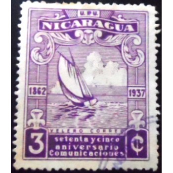 Selo postal da Nicarágua de 1938 Postal sailing ship