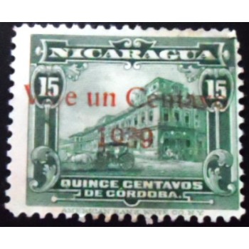 Selo postal da Nicarágua de 1939 National Palace Managua surcharged