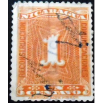 Selo da Nicarágua de 1933 Postal Tax Stamp with a control mark overprinted