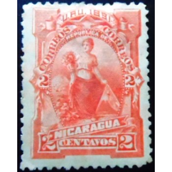 Selo taxa postal da Nicarágua de 1891 Allegorical figure with cornucopia