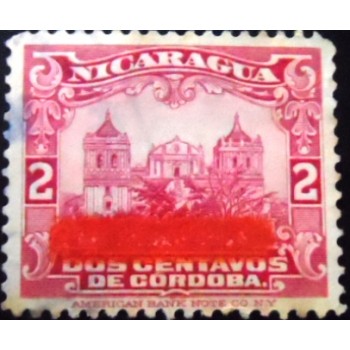 Selo taxa postal da Nicarágua de 1922 León Cathedral 2