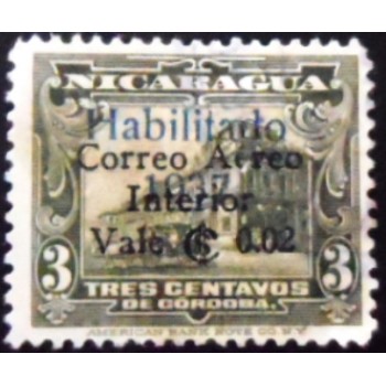 Selo taxa postal da Nicarágua de 1937 National Palace Managua