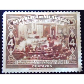 Selo taxa postal da Nicarágua de 1940 Anastasio Somoza in US