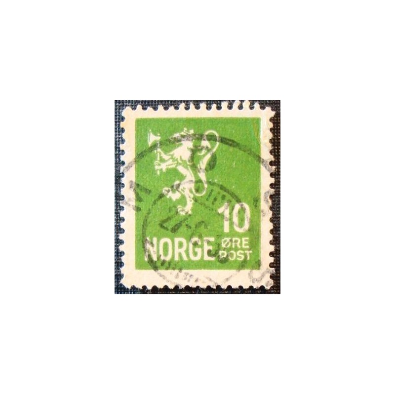 Selo postal da Noruega de 1923 Lion type I 10
