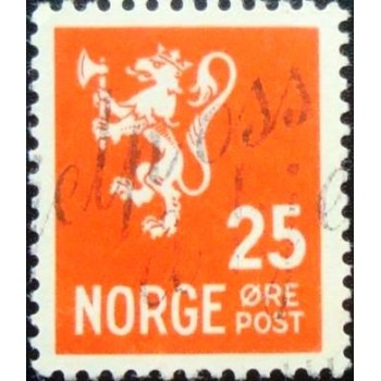 Imagem similar à do selo postal da Noruega de 1946 Lion type III 25