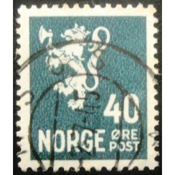 Imagem similar à do selo postal da Noruega de 1937 Lion type III 40