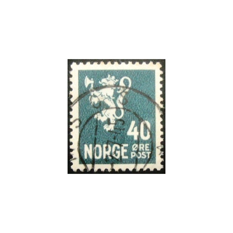 Imagem similar à do selo postal da Noruega de 1937 Lion type III 40