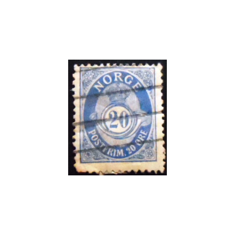 Imagem similar à do selo postal da Noruega de 1895 Posthorn