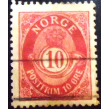 Imagem similar à do selo postal da Noruega de 1898 Posthorn