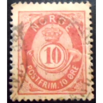 Imagem similar à do selo postal da Noruega de 1888 Posthorn